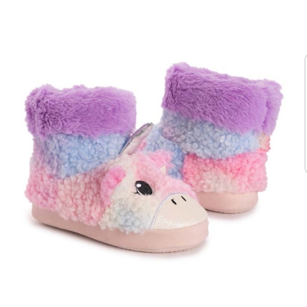 Muk Luks Sunset Unicorn Slipper Boots, Pink & Purple